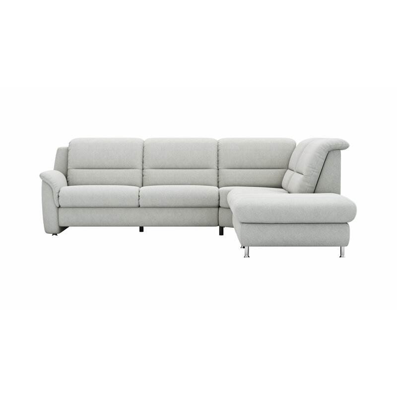 Ecksofa Cornella Plus - 2-Sitzer links mit Ecke und Abschlussteil rechts, Stoff, Hellgrau