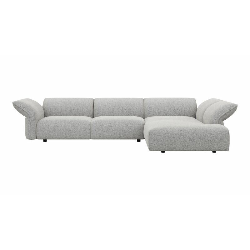 Ecksofa Motone - 2,5-Sitzer mit Ecke rechts, Stoff, Hellgrau