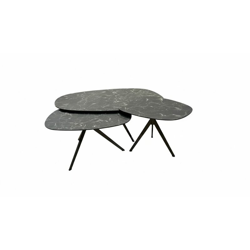 Couchtisch Volaris V - BHT ca. 56x40x46 cm, HPL, Schwarz marmoriert