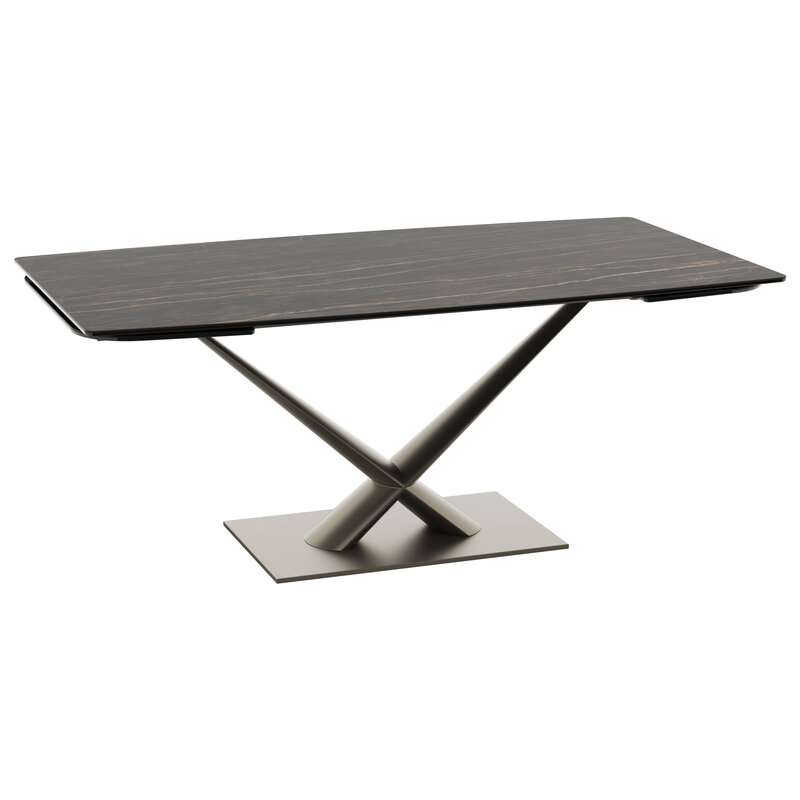 Esstisch Savona - LB ca. 200x100 cm, ausziehbar, Keramik, Schwarz, Bootsform