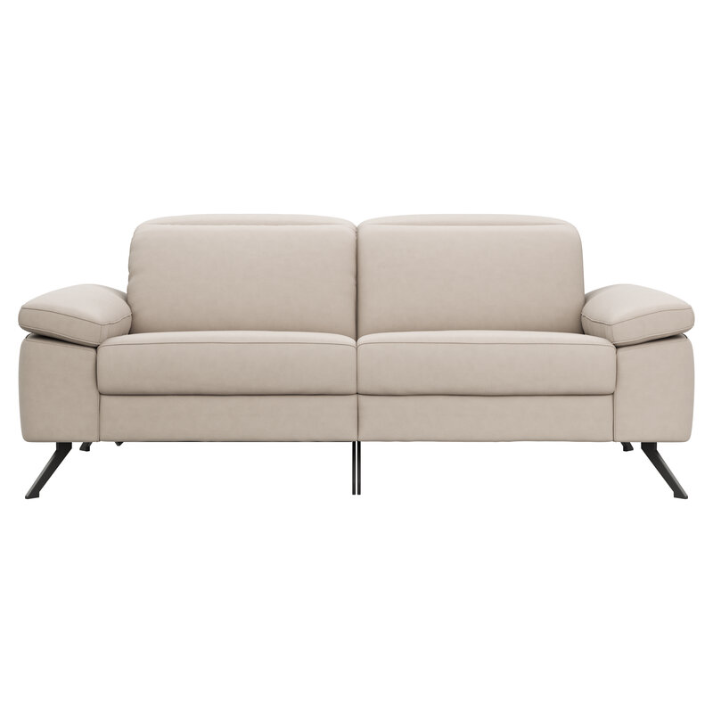 Sofa Rafaela 2.0 - 2,5-Sitzer inkl. 1x Relaxfunktion und Kopfteile verstellbar, Leder, Champagner