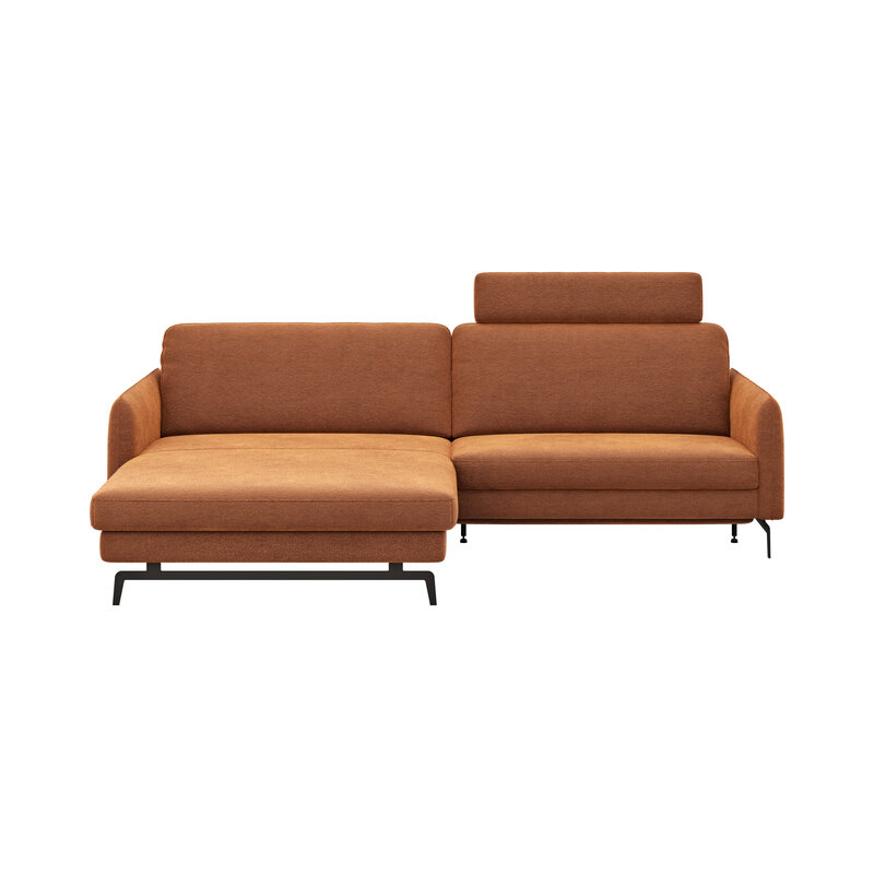 Ecksofa Enna - Longchair Links mit 1,75-Sitzer, inkl. motorischer Relaxfunktion, Stoff, Terracotta