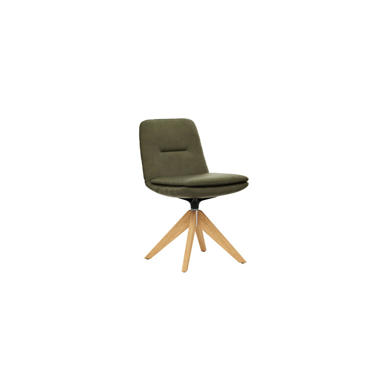Polsterstuhl Macano - drehbar, Leder, Olive