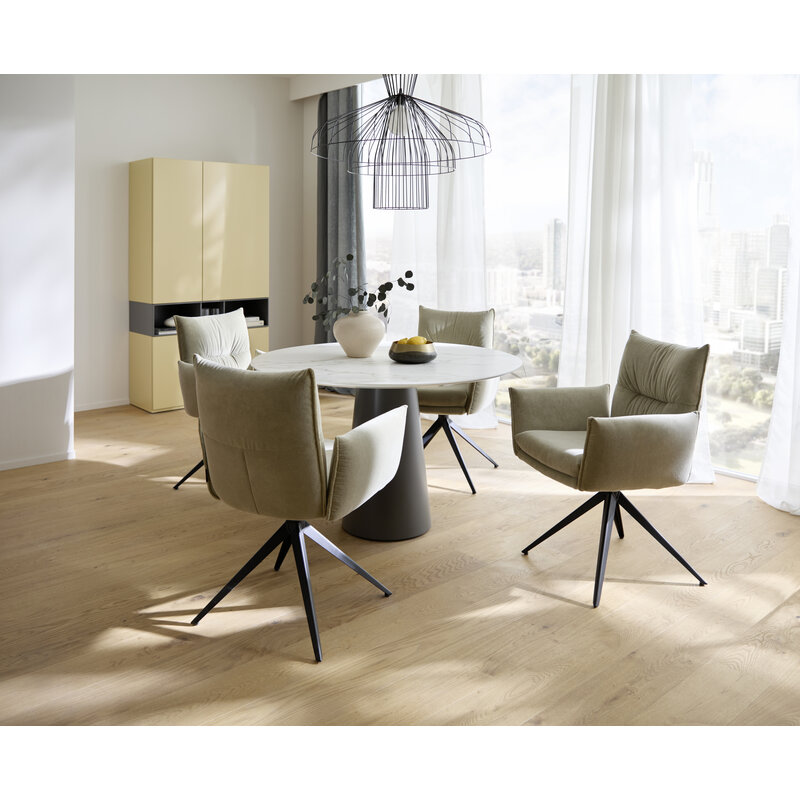 Esstisch Cono - LB 120x120 cm rund, Keramik, Weiß