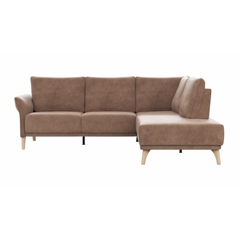 Ecksofa Rosario - 2-Sitzer mit Ecke rechts, Stoff, Cognac