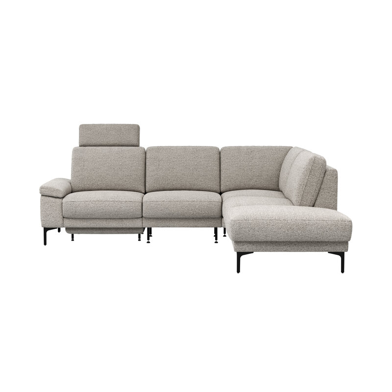 Ecksofa Matero - 2-Sitzer mit Ecke rechts inkl. Relaxfunktion motorisch und Sitzvorzug, Stoff, Hellgrau