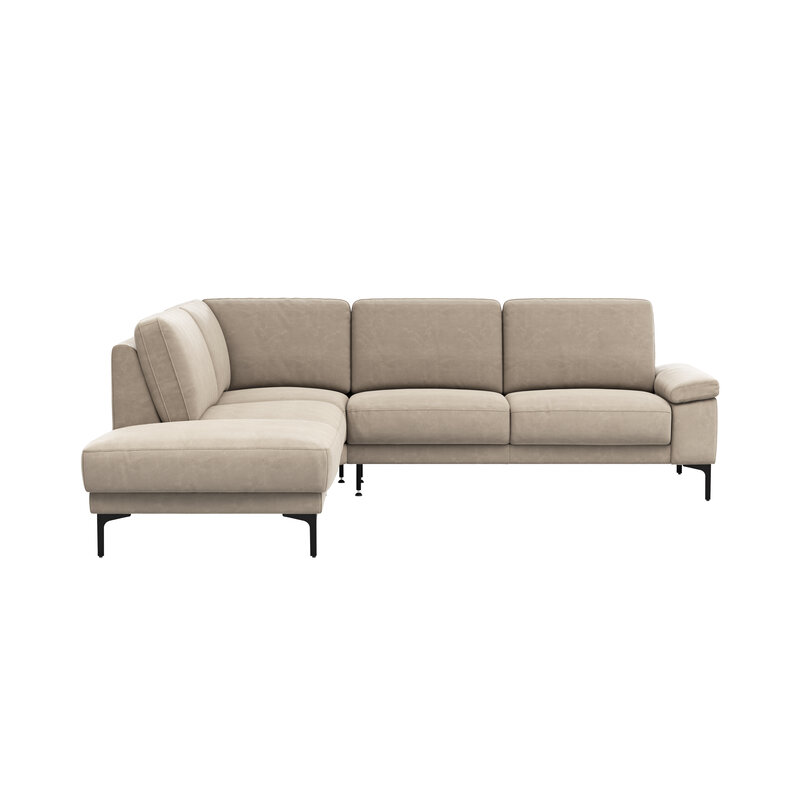 Ecksofa Matero - Ecke mit 2-Sitzer rechts, Leder, Taupe