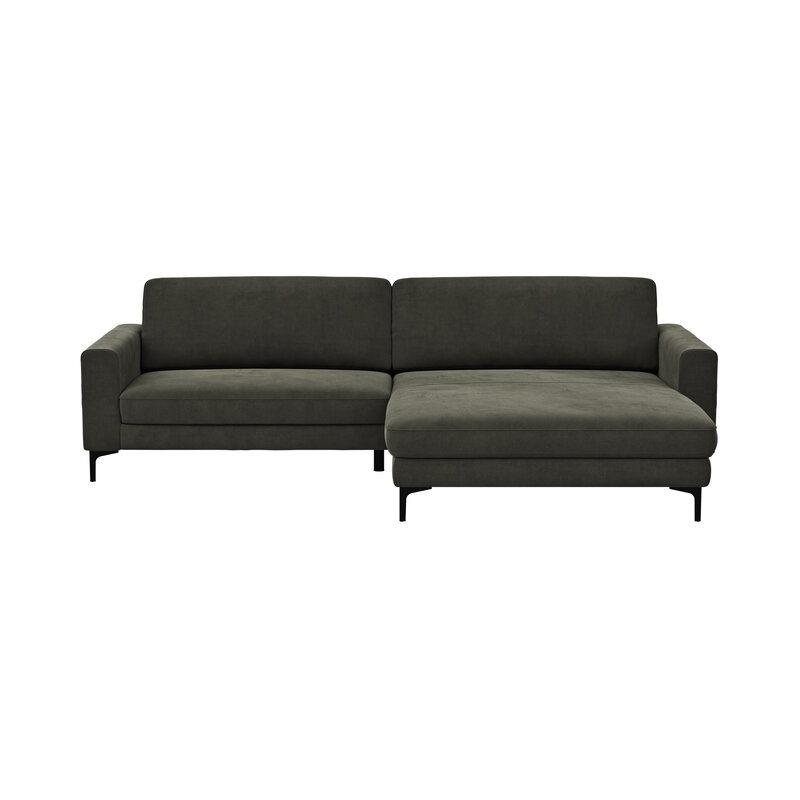 Ecksofa Oviedo - 1,5-Sitzer mit Longchair rechts, Stoff, Braungrün