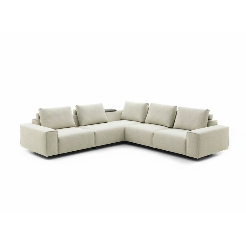 Ecksofa Sorano - Ecke links, 2-Sitzer, inkl. Relaxfunktion und motorischen Sitzvorzug, Stoff, Graubeige