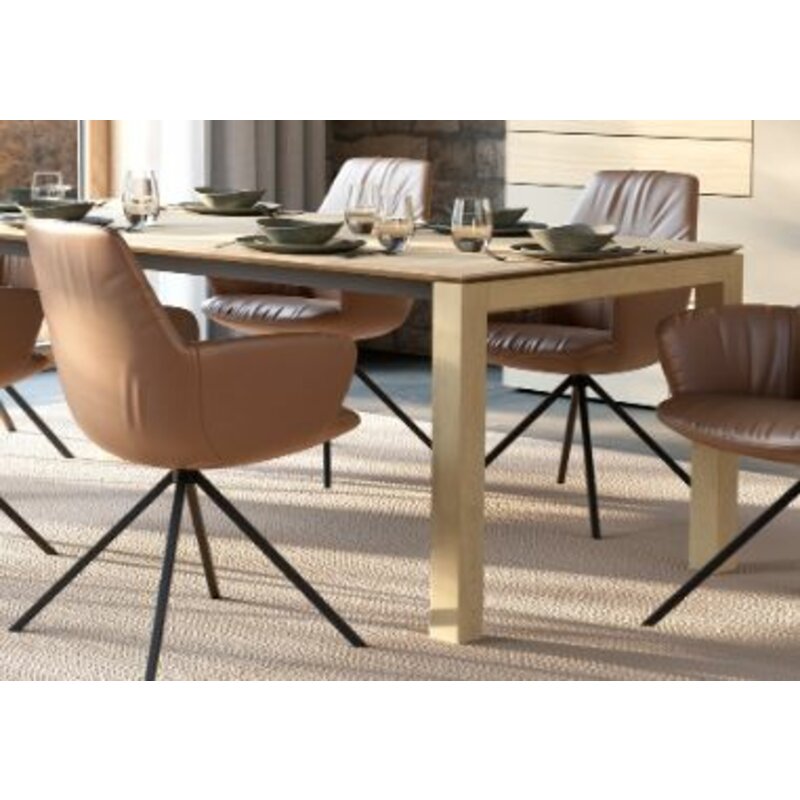 Esstisch 3400 - LB ca. 220x100 cm, ausziebhar, Asteiche massiv, Milk