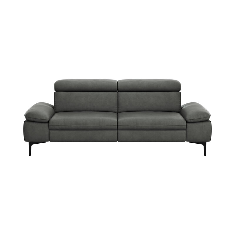 Sofa Felipa - 3-Sitzer inkl. Kopfteil verstellbar, Leder, Grau