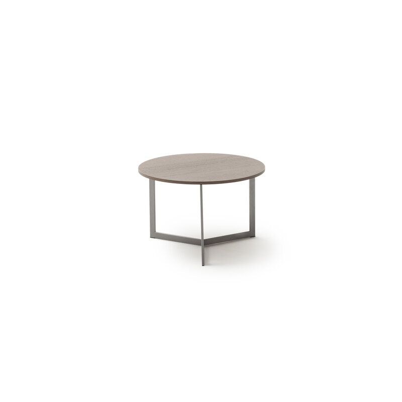 Beistelltisch Loretto - Rund 60cm, Platte Eiche Astig Dunkel, Gestell Grau