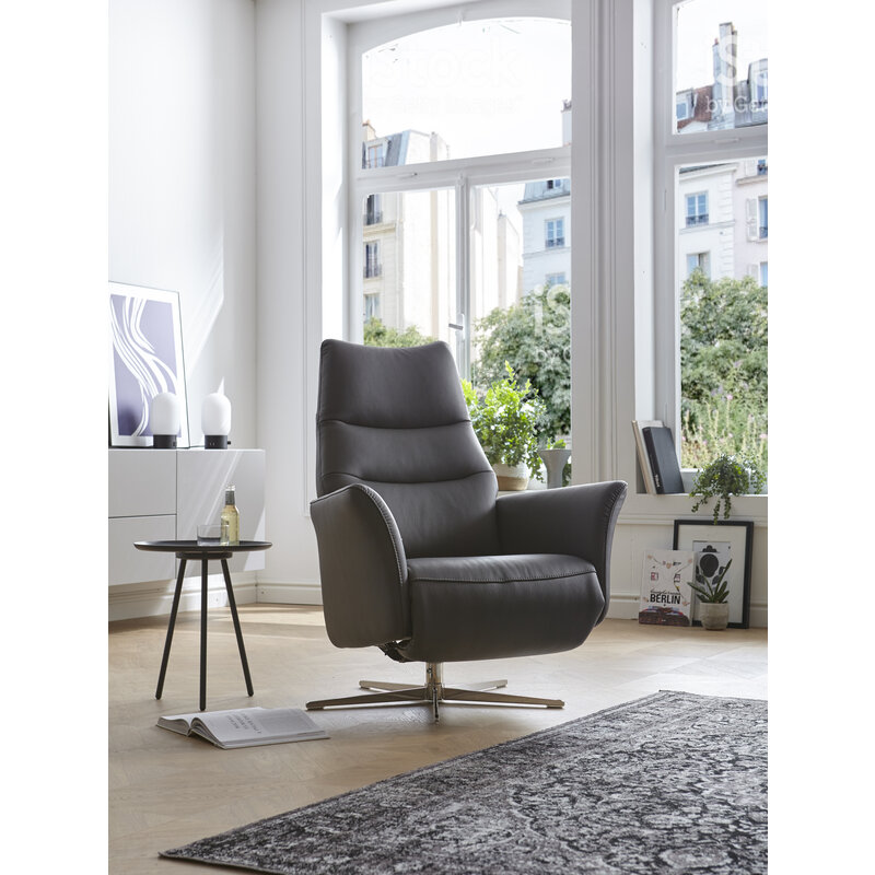 Relaxsessel Trona - Größe S, inkl. Relaxfunktion, Leder, Anthrazit