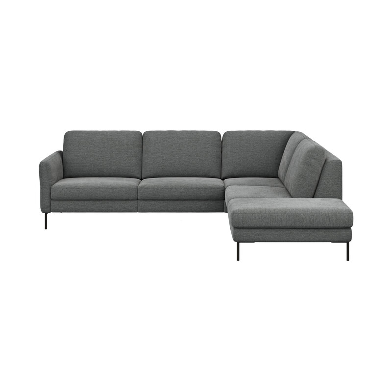 Ecksofa Enna - 3-Sitzer, Ecke rechts, Sitzvorzug (motorisch), Stoff, Anthrazit