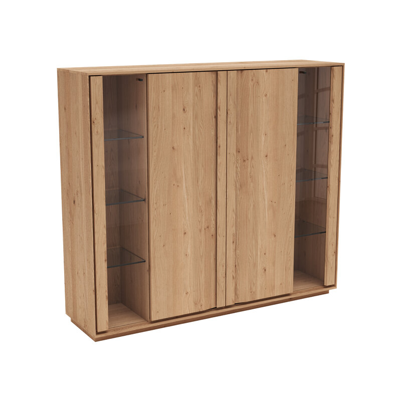 Highboard Due Viso - BHT ca. 153x135x40 cm , Wildeiche Roheffekt, geölt