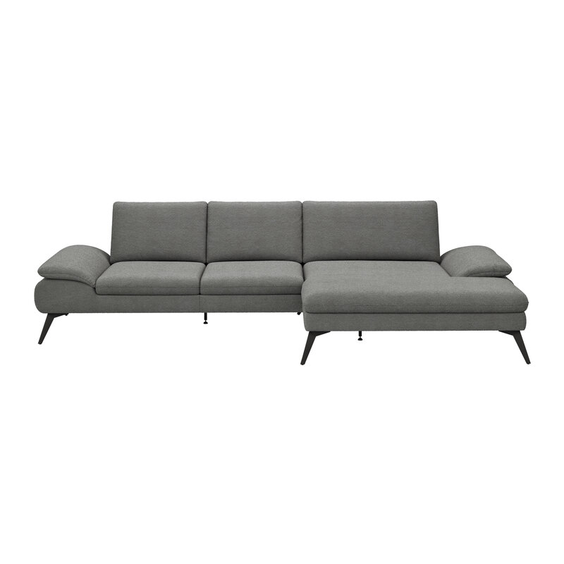 Ecksofa Collina - 2,5-Sitzer, Longchair rechts inkl. Sitztiefen- u. Armlehehnenverstellung, Stoff, Dunkelgrau
