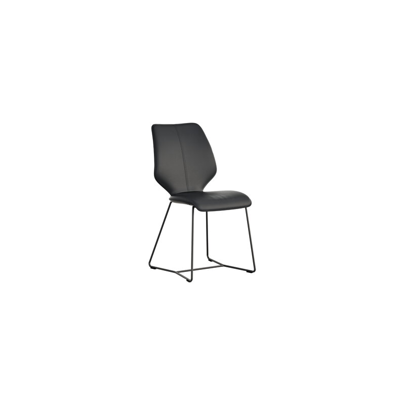 Stuhl Penthouse - Leder, Schwarz, Kufen, Anthrazit