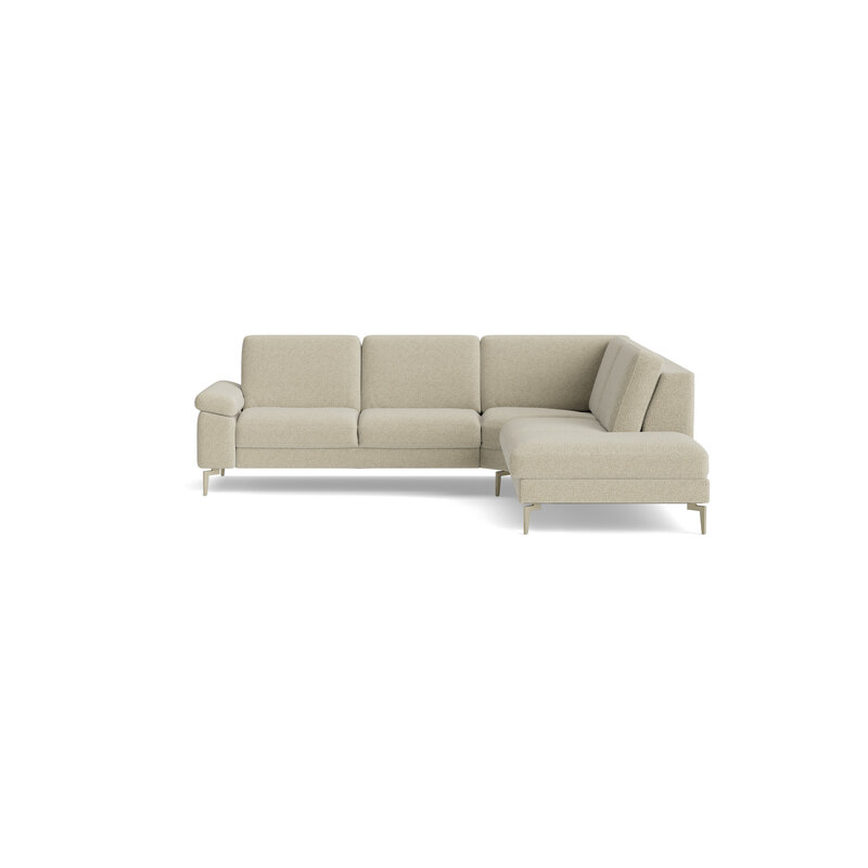 Ecksofa Aracena - 2,5-Sitzer mit Rundecke und Abschlussteil rechts, Stoff, Natur