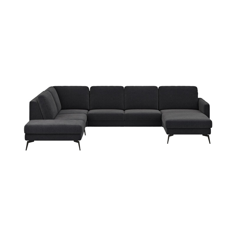 Wohnlandschaft Enna - Ecke links, 2,5-Sitzer, Longchair rechts, Stoff, Anthrazit
