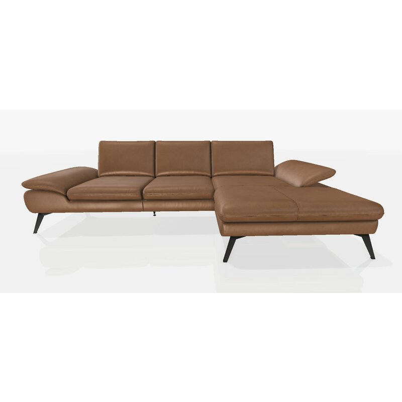 Ecksofa Collina - 2,5-Sitzer, Longchair rechts, Leder, Cognac
