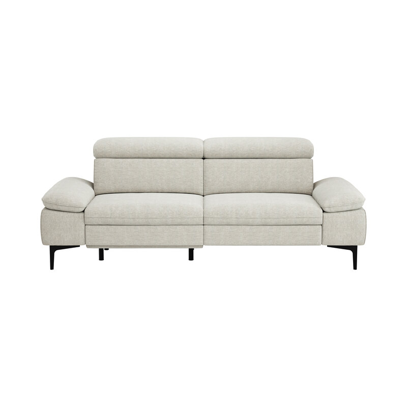 Sofa Felipa - 3-Sitzer inkl. Relaxfunktion (motorisch) und Kopfteil verstellbar, Stoff, Natur