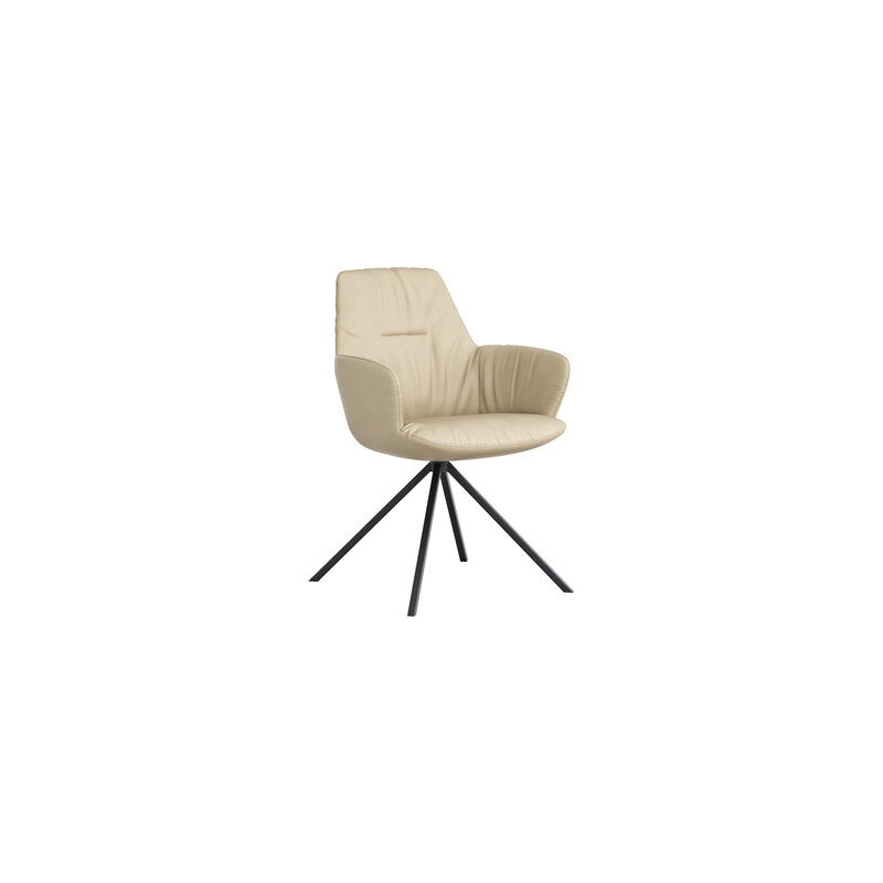 Armlehnstuhl Pegara - Leder, Beige, Gestell Stativ
