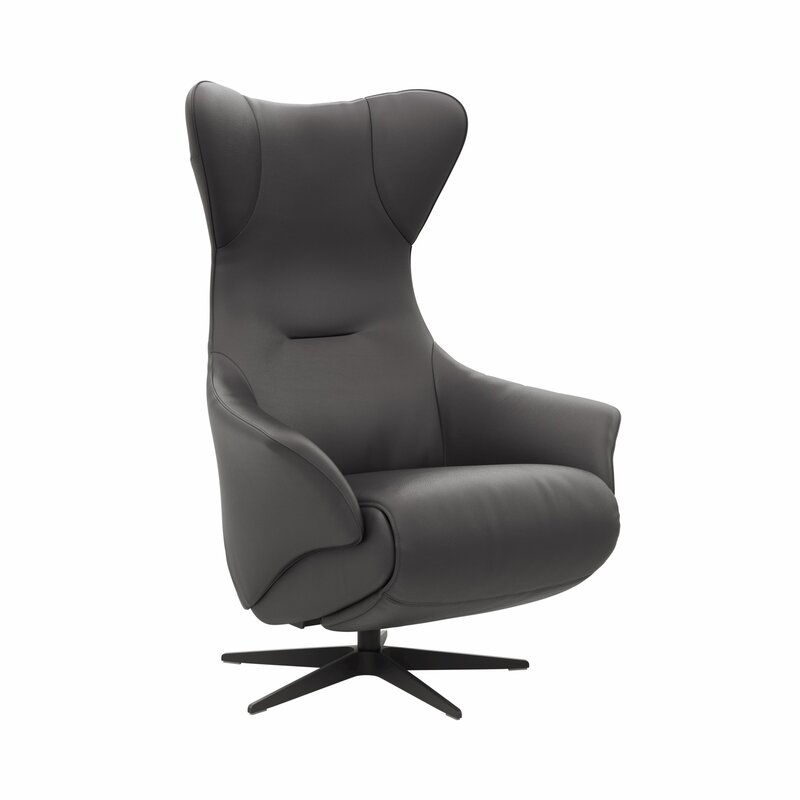 Relaxsessel Follina - Relaxfunktion (motorisch), Leder, Schwarz, Akku