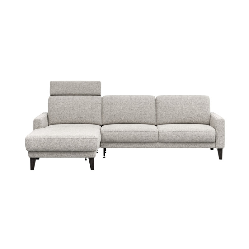 Ecksofa Matero - Longchair mit 2,5-Sitzer rechts inkl. Relaxfunktion motorisch, Stoff, Hellgrau