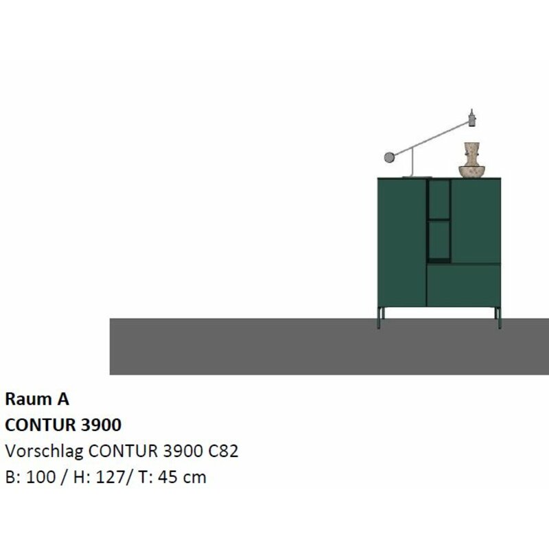 Highboard 3900 - BHT ca. 100x127x45 cm, Lack matt , Petrol