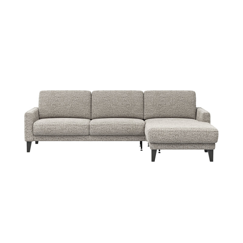 Ecksofa Matero - 2,5-Sitzer mit Longchair rechts, Stoff, Graubeige