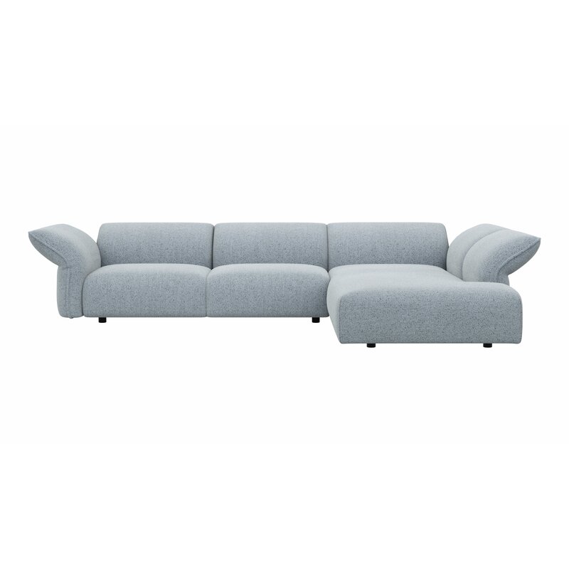 Ecksofa Motone - 2,5-Sitzer mit Ecke rechts, Stoff, Hellblau
