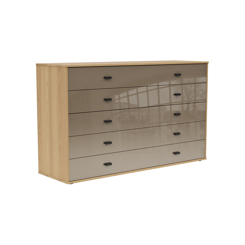 Kommode Lenoso - Eiche Nachbildung, Glas Graubraun