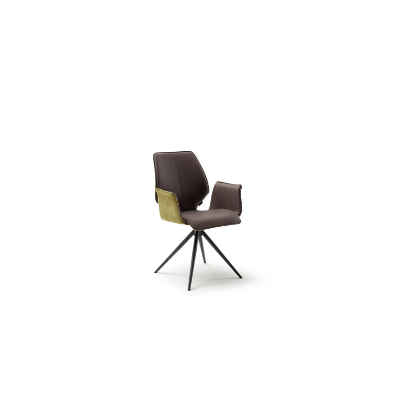 Armlehnstuhl Penthouse comfy - Drehbar, Kunstleder Dunkelbraun, Stoff, Pistazie