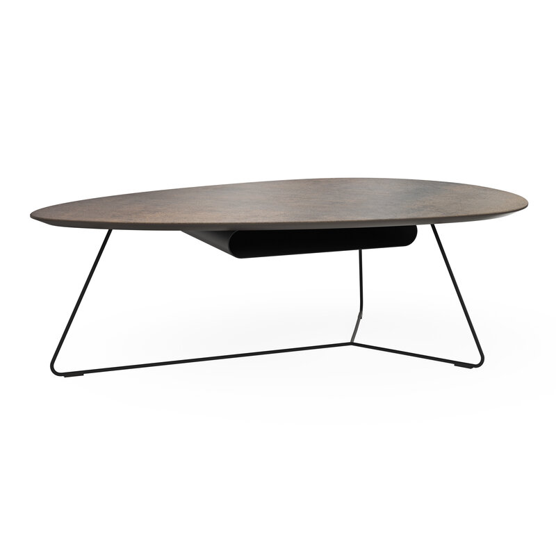Couchtisch Fano - LBH ca. 121x75x38 cm, Ceramistone, Graubraun