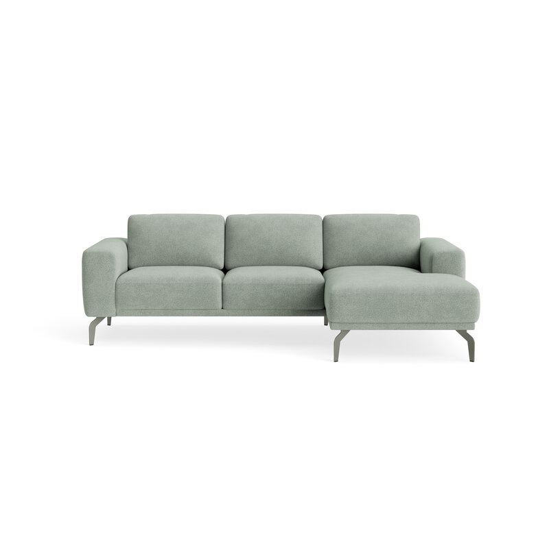 Ecksofa Benissa - 2,5-Sitzer mit Longchair rechts inkl. Sitztiefe und Rückenlehne verstellbar, Stoff, Mint