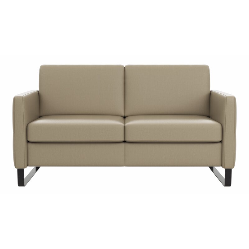 Sofa Arima N - 2-Sitzer inkl. Sitzvorzug motorisch und Armlehne klappbar, Leder, Champagner