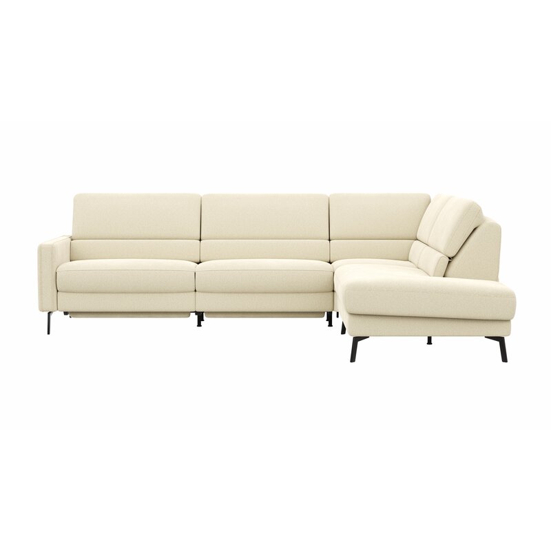 Ecksofa Valera - 3-Sitzer mit Ecke rechts inkl. Rückenlehne verstellbar und Relaxfunktion motorisch, Stoff, Natur