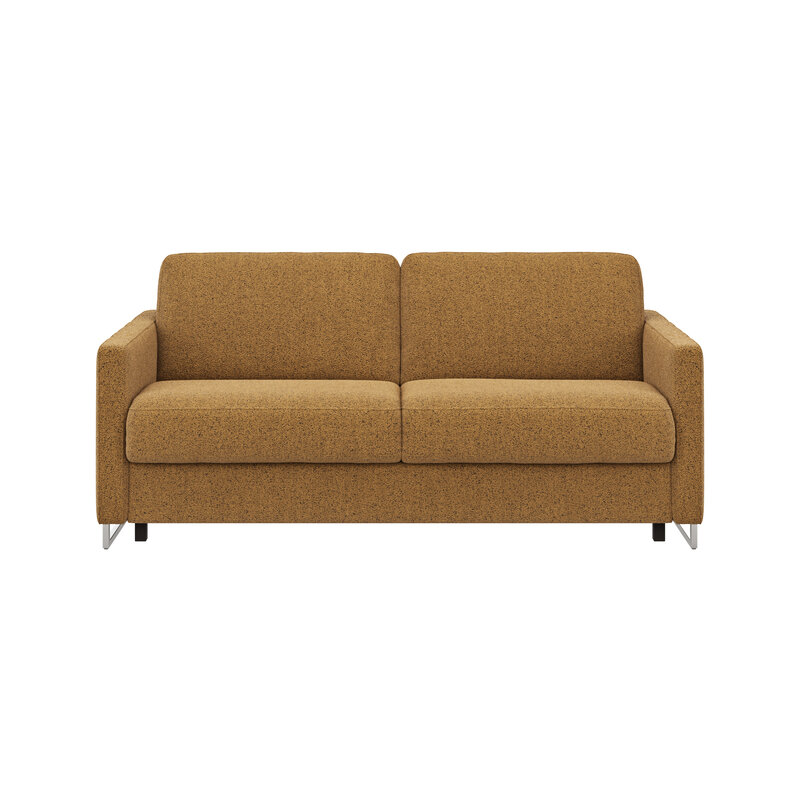 Sofa Nuoro - 2,5-Sitzer inkl. Schlaffunktion, Armlehne mit Kufe, Stoff, Cognac