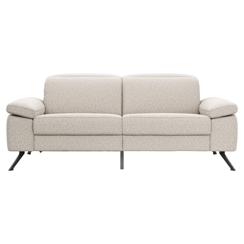 Sofa Rafaela 2.0 - 2,5-Sitzer inkl. 1x Relaxfunktion und Kopfteile verstellbar, Stoff, Champagner