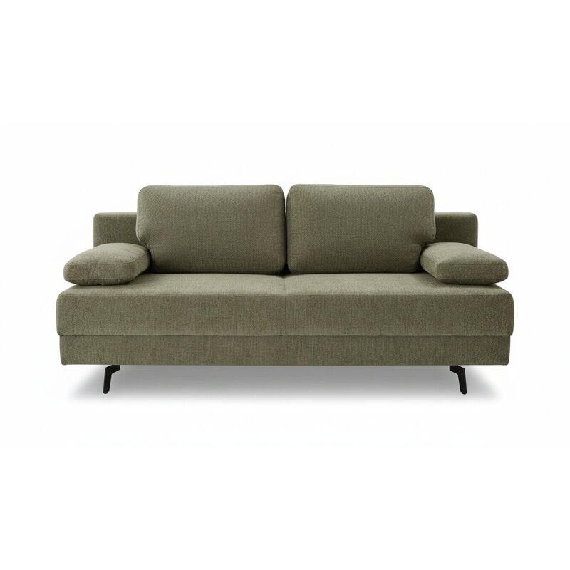 Schlafsofa Carmona - 2-Sitzer inkl. Schlaffunktion und Bettkasten, Stoff, Grün