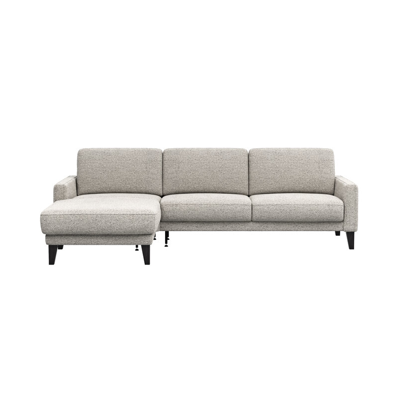 Ecksofa Matero - Longchair mit 2,5-Sitzer rechts, Stoff, Hellgrau