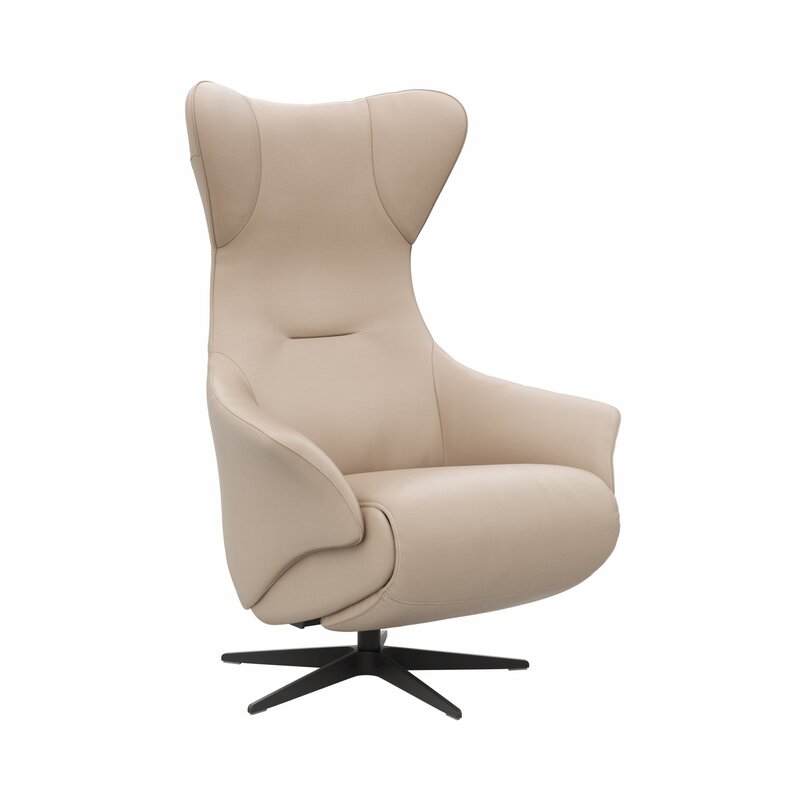Relaxsessel Follina - Relaxfunktion (motorisch), Leder, Taupe, Akku