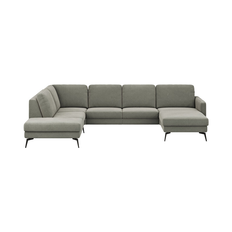 Wohnlandschaft Enna - Ecke links, 2,5-Sitzer, Longchair rechts, Stoff, Grau