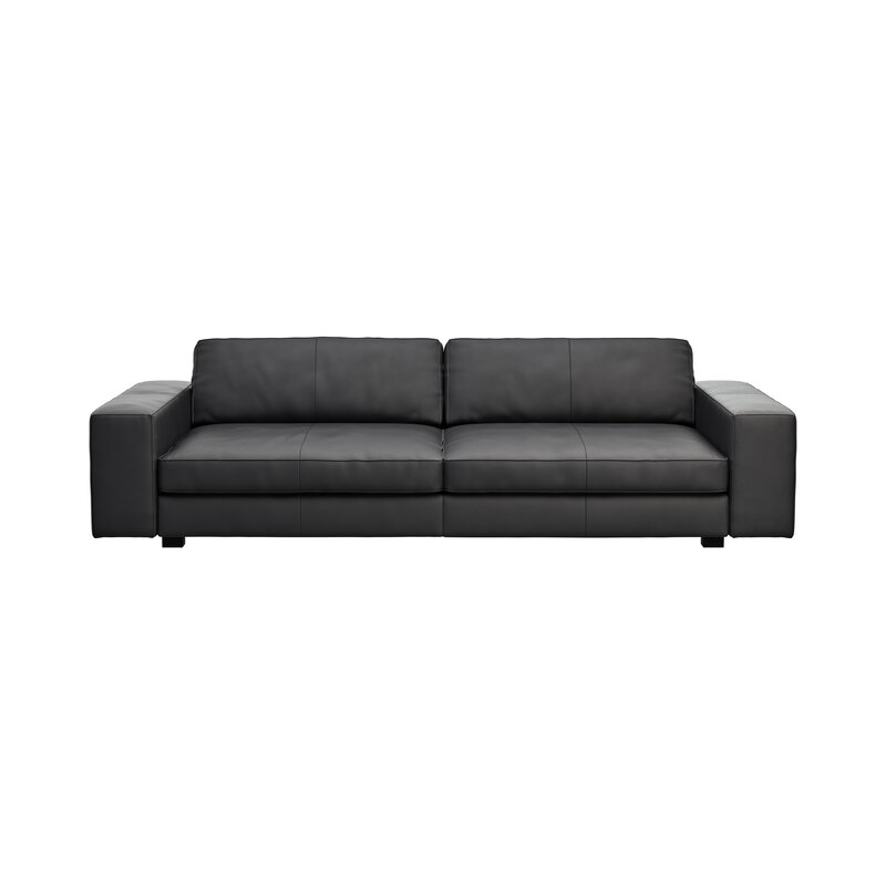 Sofa Aprino 1 - 4-Sitzer XXL, Leder, Schwarz, Armlehne Block