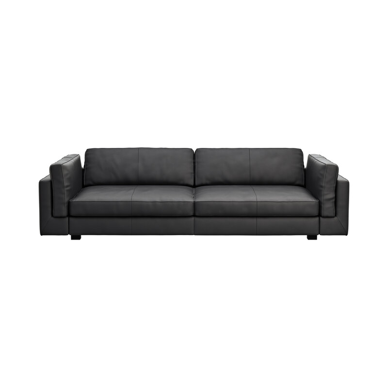 Sofa Aprino 3 - 4-Sitzer XXL, Dickleder, schwarz, Armlehne Kissen