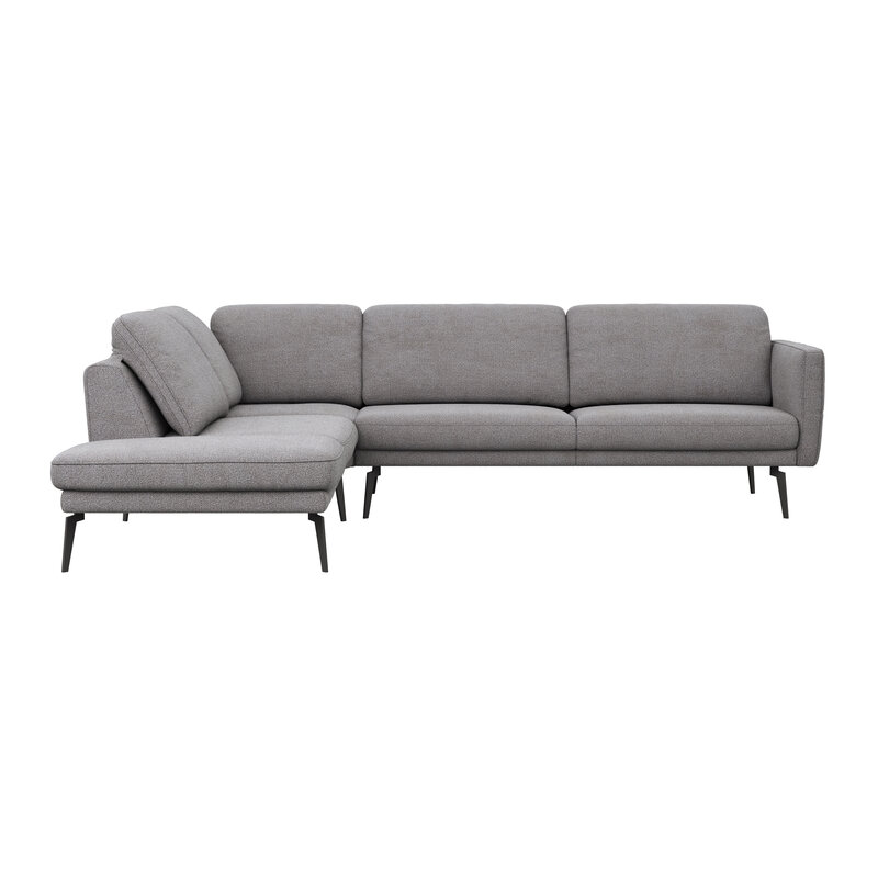 Ecksofa Estrela - Ecke links mit 2,5-Sitzer inkl. Rücken-/Armlehne/Sitztiefe verstellbar, Stoff, Grau
