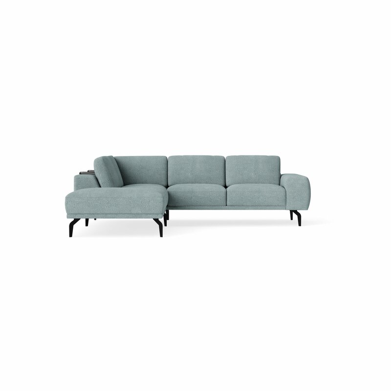 Ecksofa Benissa - Ecke und Abschlussteil mit 2,5-Sitzer rechts inkl. Rückenlehne verstellbar, Stoff, Hellblau