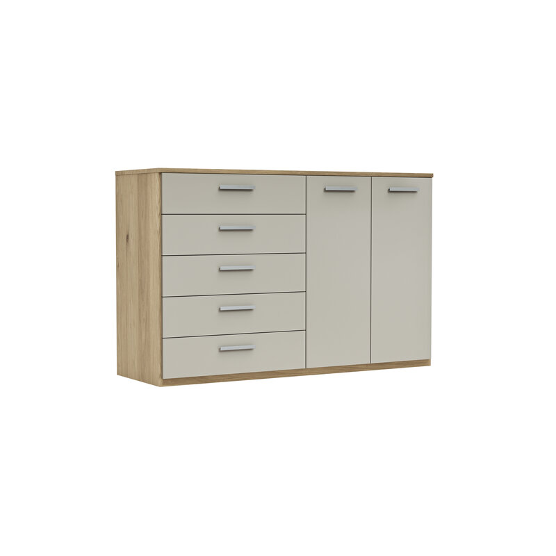 Kommode Viana - Balkeneiche furniert, Taupe