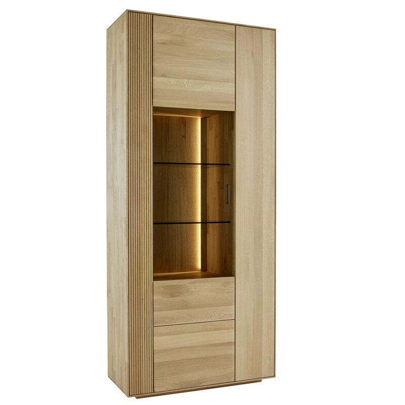 Vitrine Estana - inkl. Beleuchtung, Eiche massiv, legno