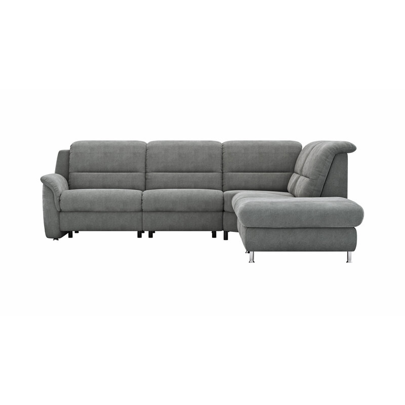Ecksofa Cornella Plus - 2-Sitzer mit Ecke und Abschlussteil rechts inkl. Relaxfunktion (motorisch) und Kopfteilverstellung, Stoff, Anthrazit
